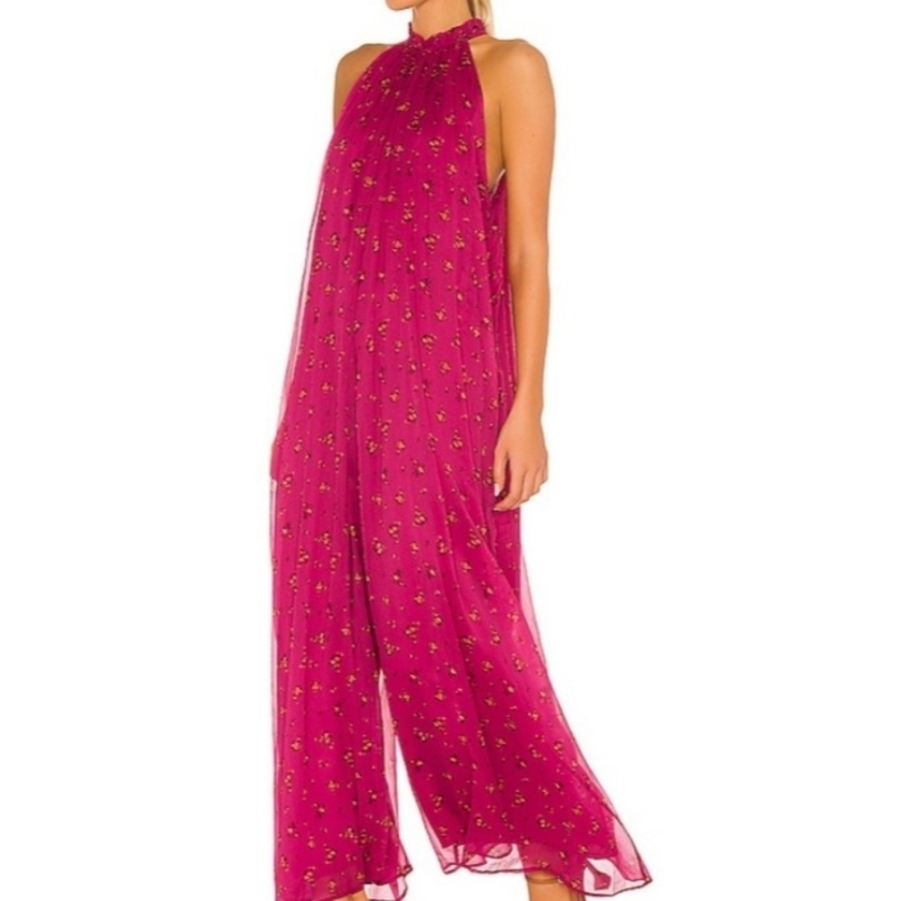 Free People Pink Floral Jumpsuit